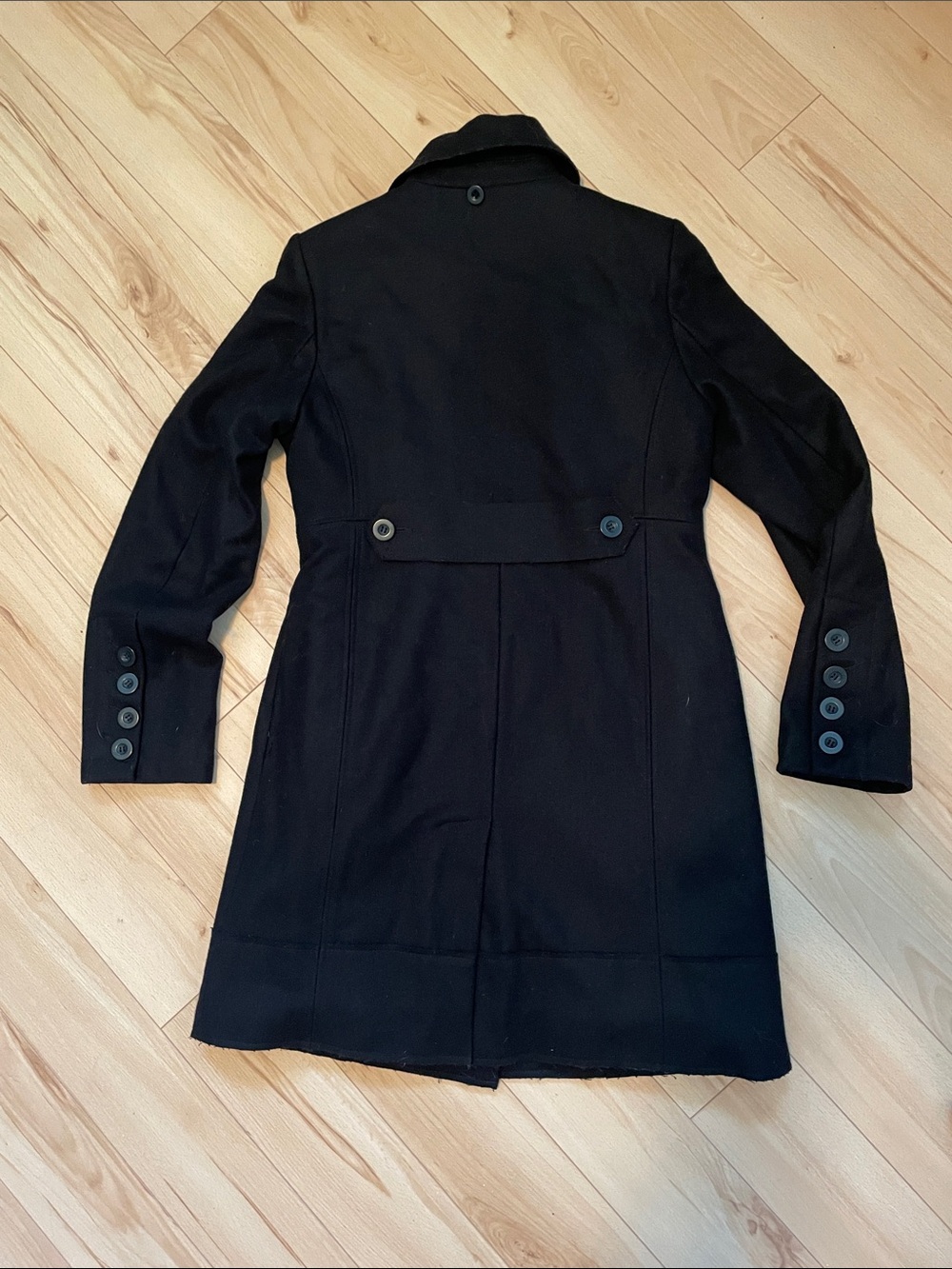 Le Chateau Black Wool Coat with removable hood - Picture 6 of 13